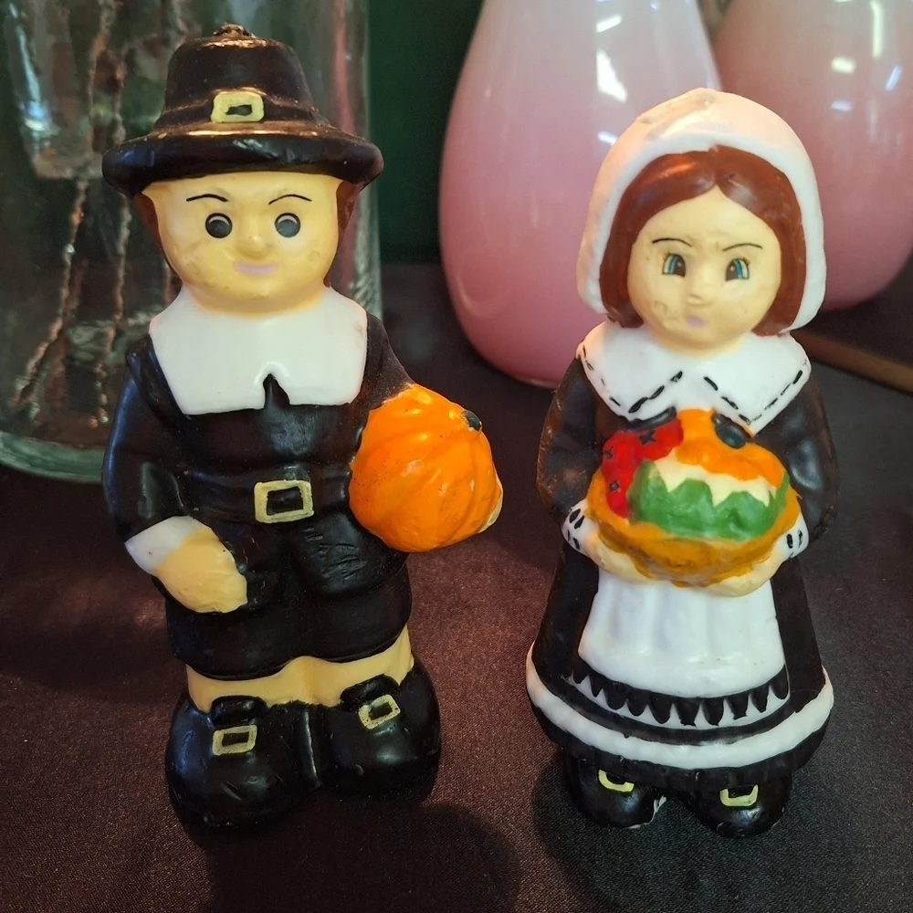 Pilgrim candle wax figures